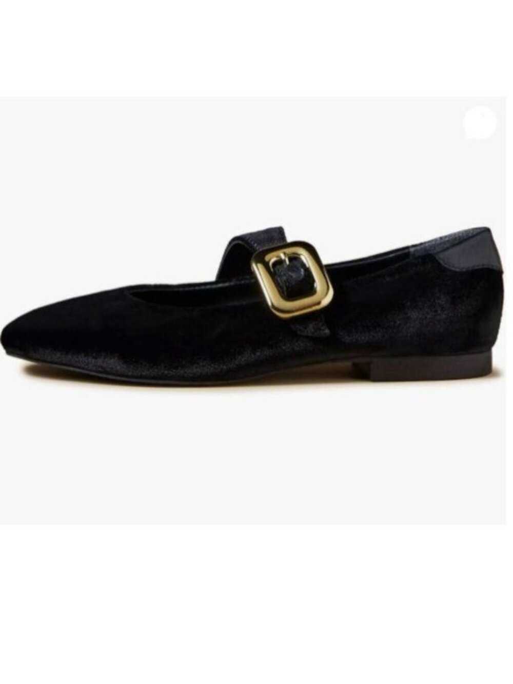 Zszszsu Women Classic Square Toe Mary Jane Flats Gold Buckle Ankle Strap Black